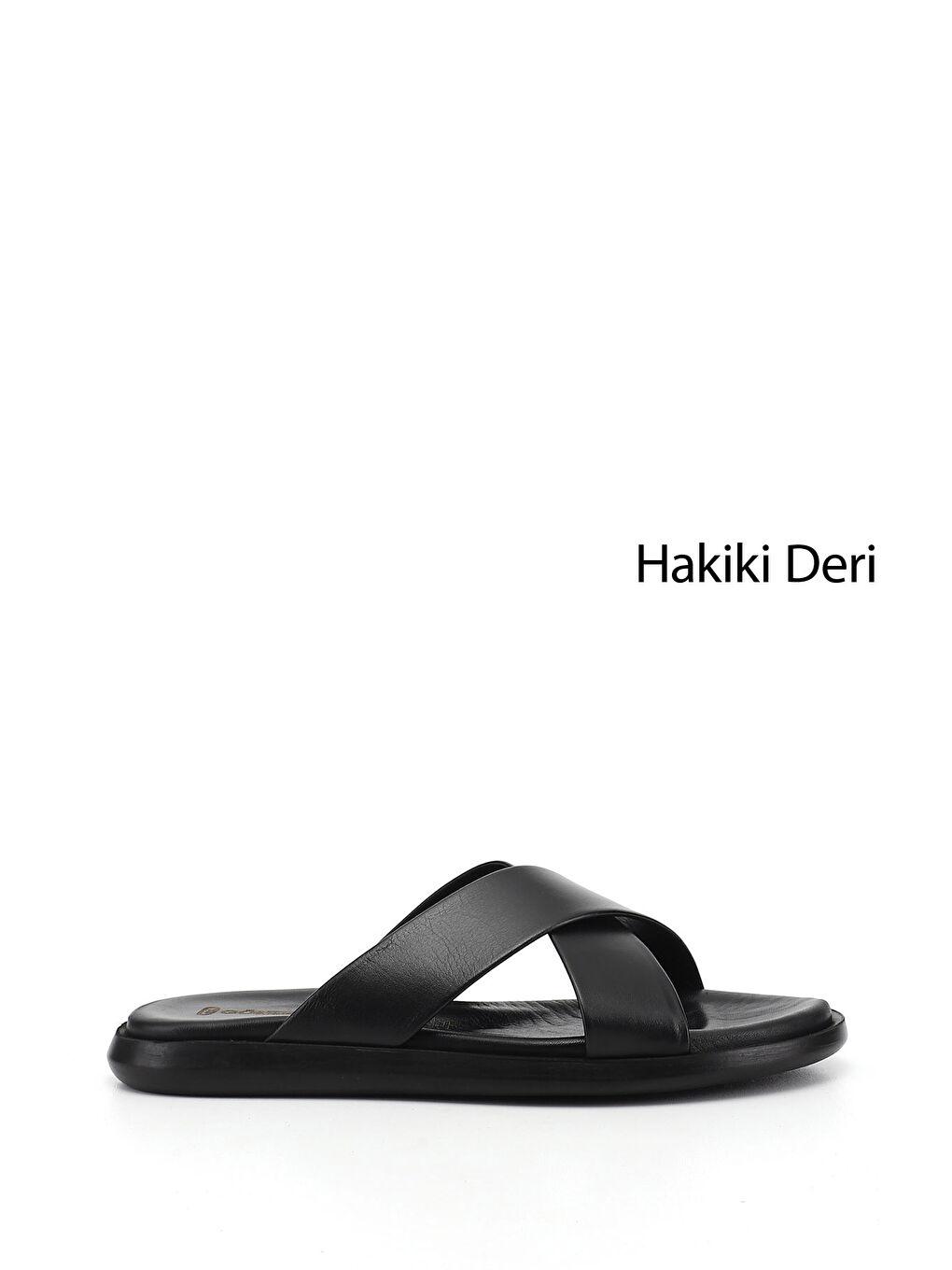 Siyah Erkek SİYAH Çapraz Bantlı Hakiki Deri Terlik