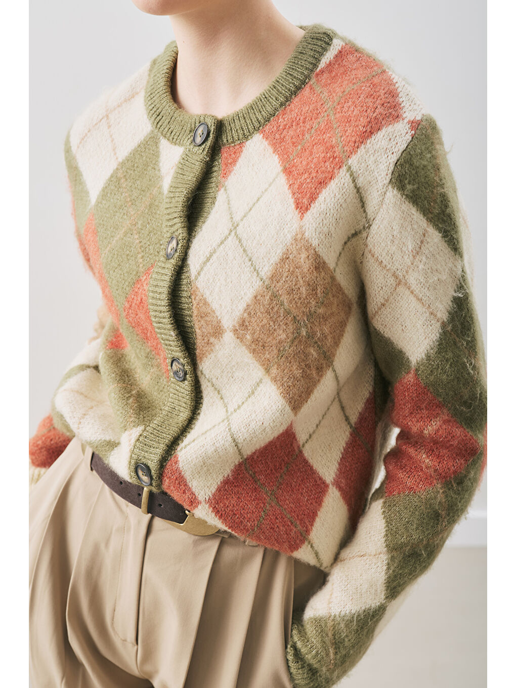 Baklava Desenli Hırka Yeşil-3