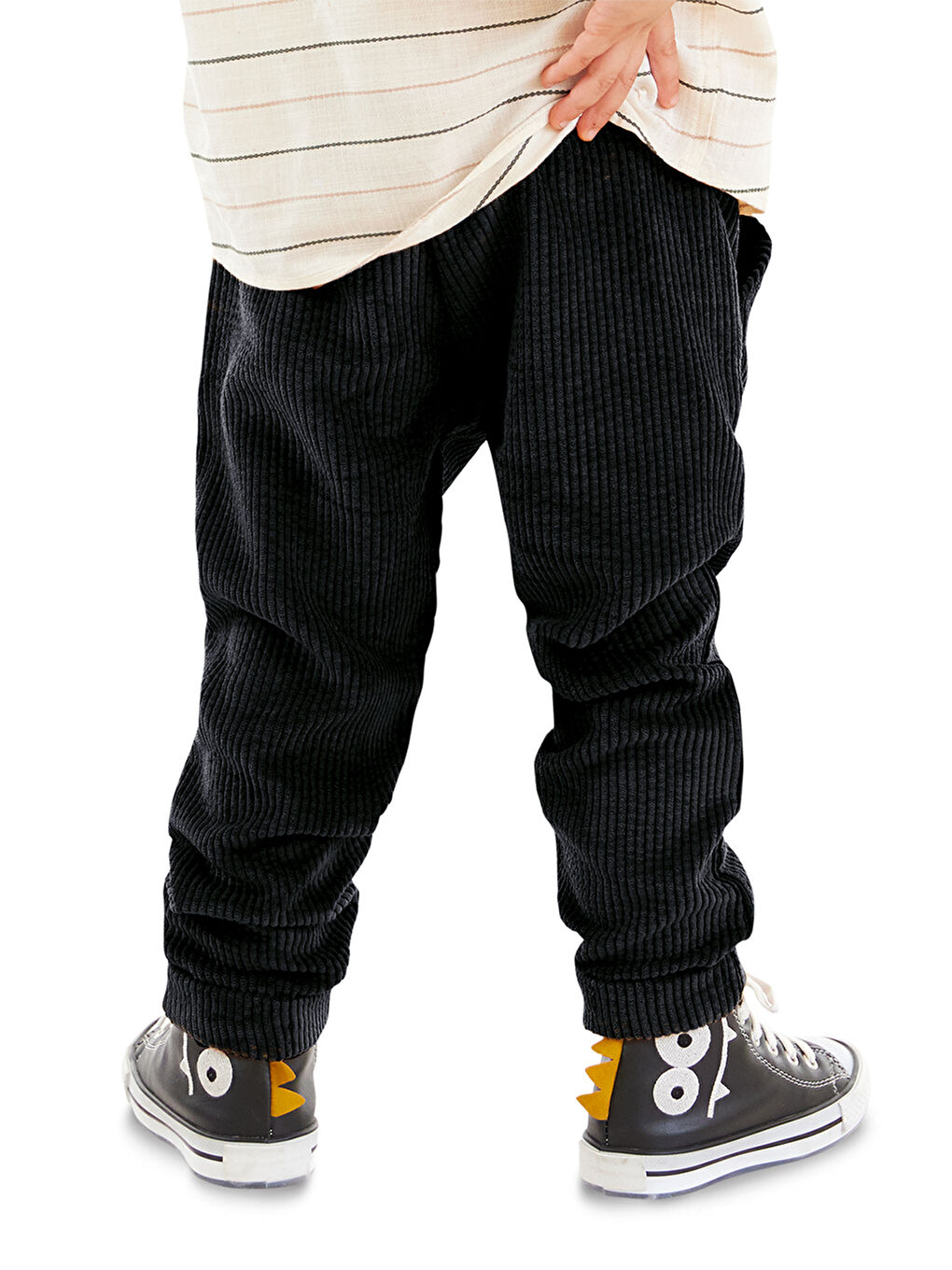 Fitilli Kadife Siyah Erkek Çocuk Pantolon-1