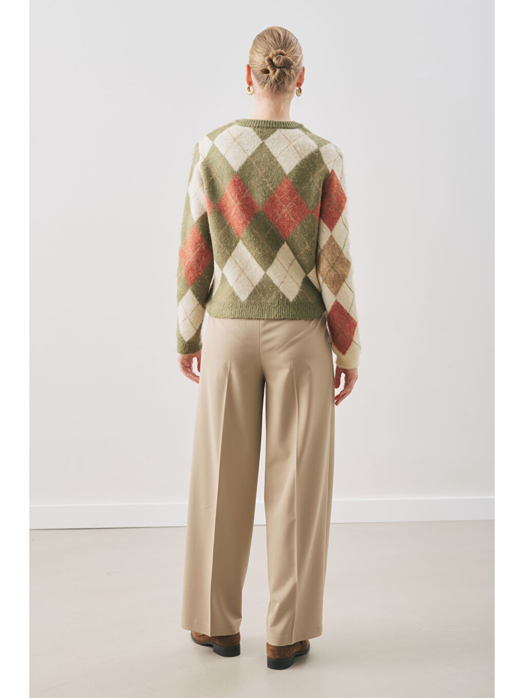 Baklava Desenli Hırka Yeşil-6