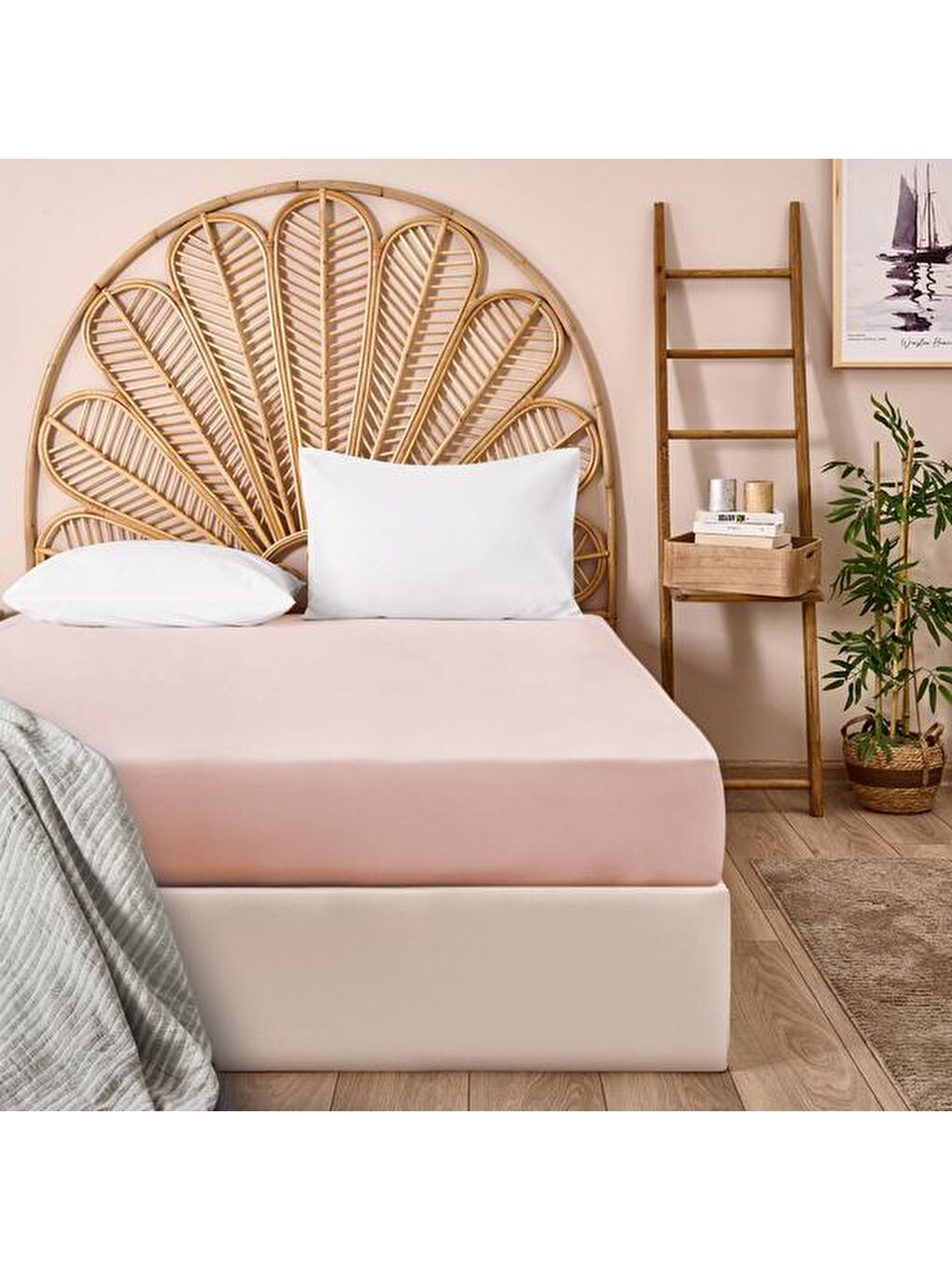 Soft Tek Kişilik Lastikli Çarşaf - Toz Pembe - 100x200 cm