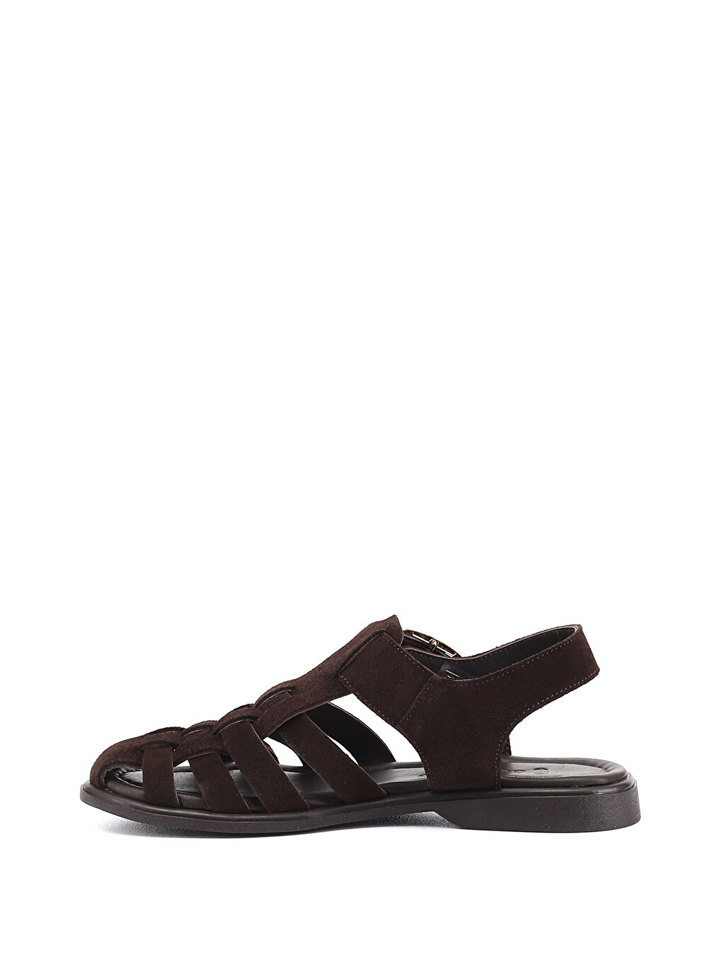 Kahverengi Kadın AÇIK KAHVERENGİ Tokalı Bantlı Burnu Kapalı Hakiki Deri Sandalet-3