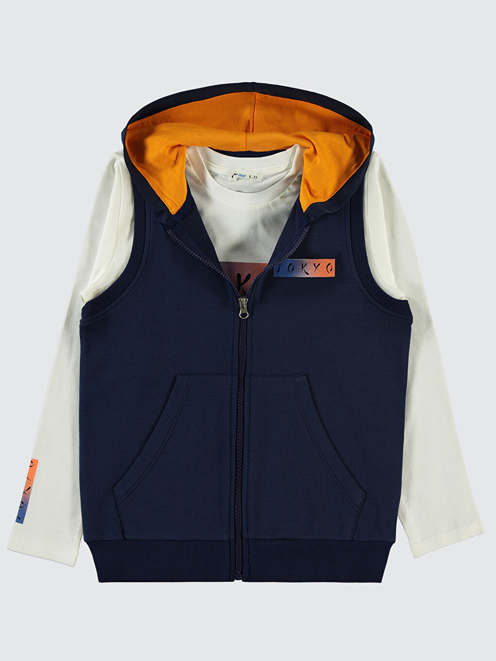 Boys Erkek Çocuk Yelekli Sweatshirt 6-9 Yaş Lacivert-1