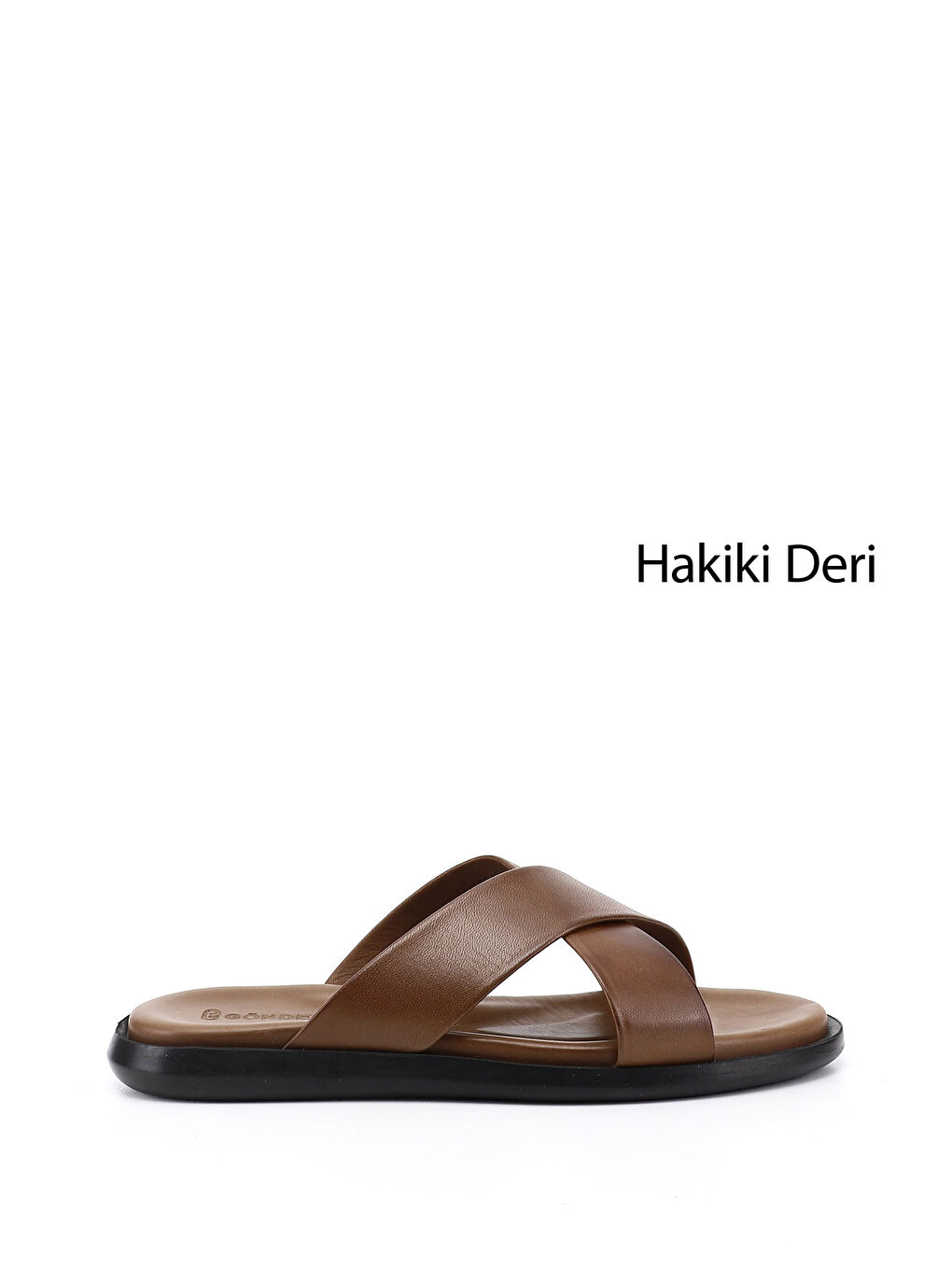 Kahverengi Erkek KAHVERENGİ Çapraz Bantlı Hakiki Deri Terlik