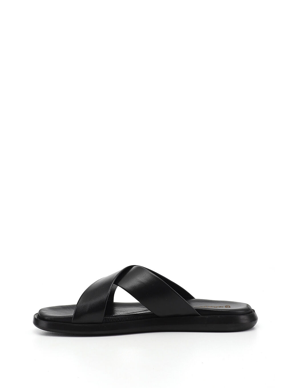 Siyah Erkek SİYAH Çapraz Bantlı Hakiki Deri Terlik-3