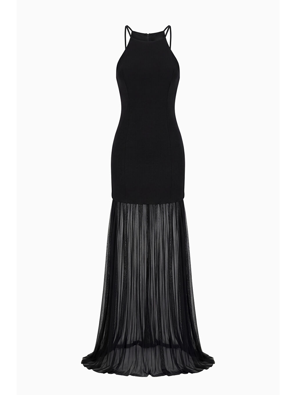 Kadın Siyah Halter Yaka Uzun Mezuniyet Elbisesi-6