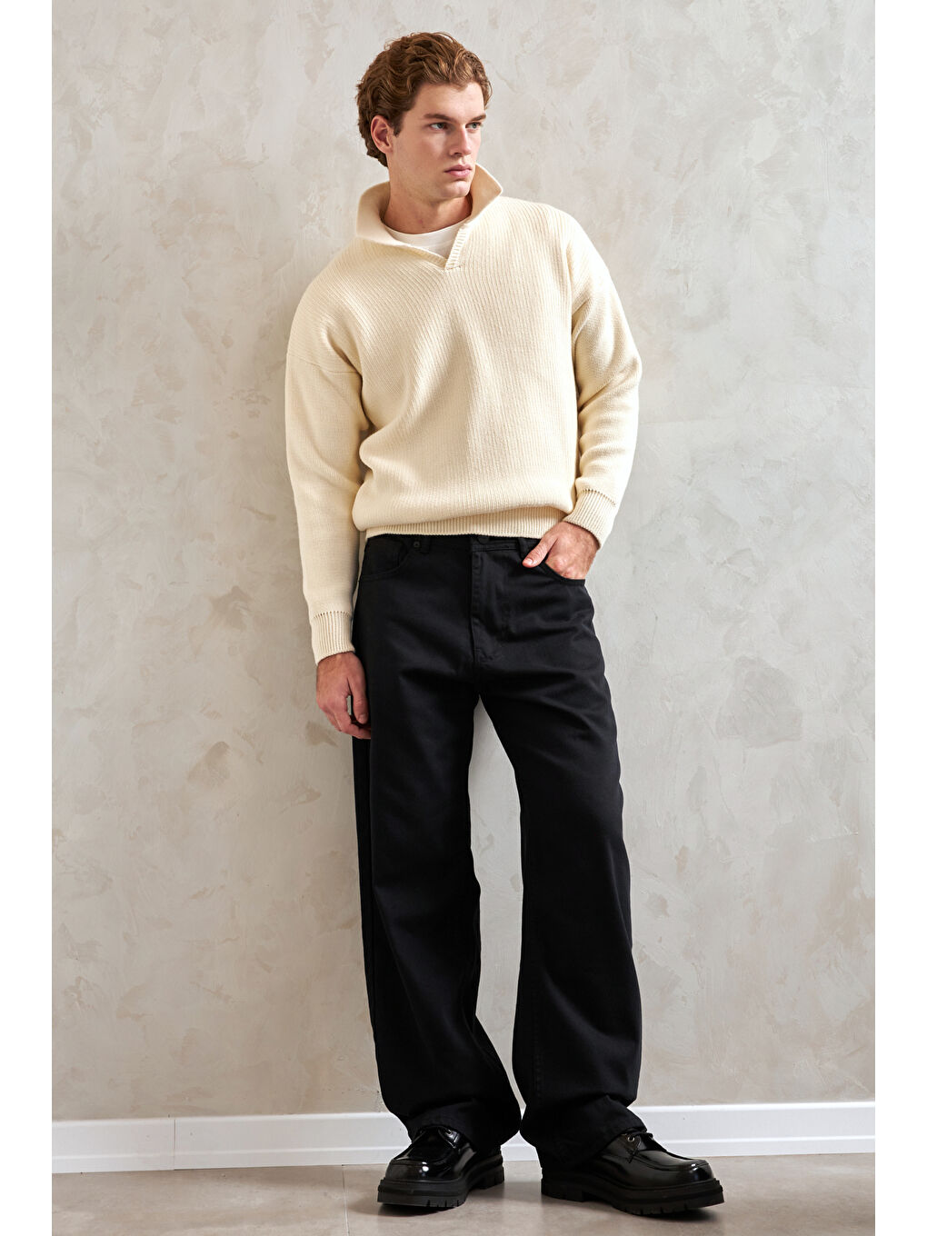 Siyah Erkek Ekstra Baggy Jean Pantolon-3