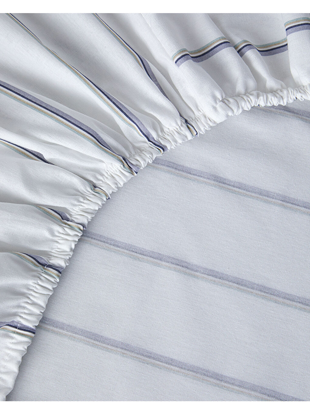 Serene Stripes Pamuklu Çift Kişilik Lastikli Çarşaf 160x200 cm Lacivert-2