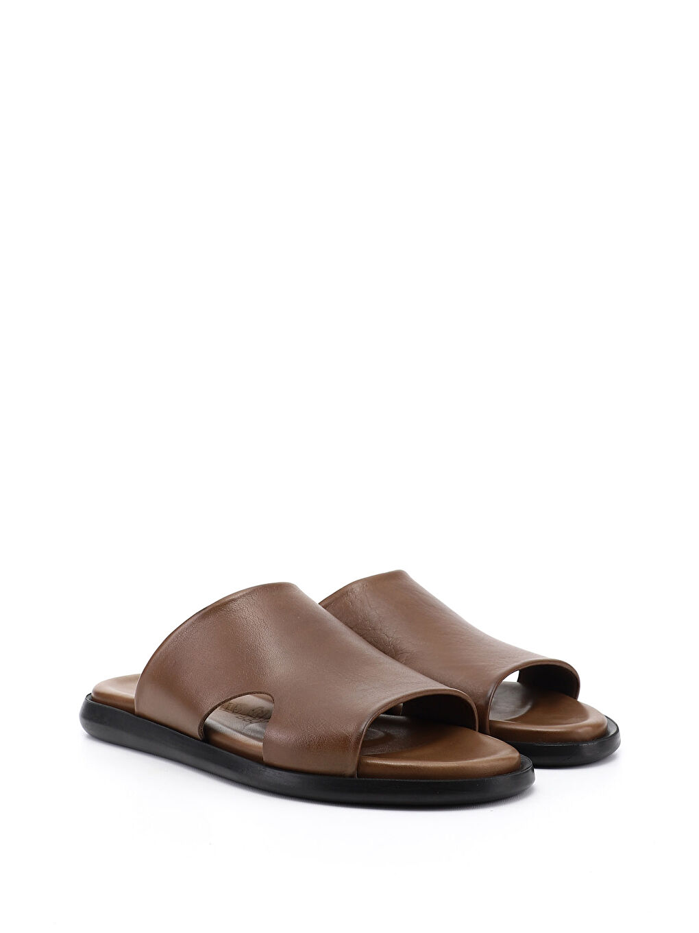 Kahverengi Erkek KAHVERENGİ Hakiki Deri Terlik-1