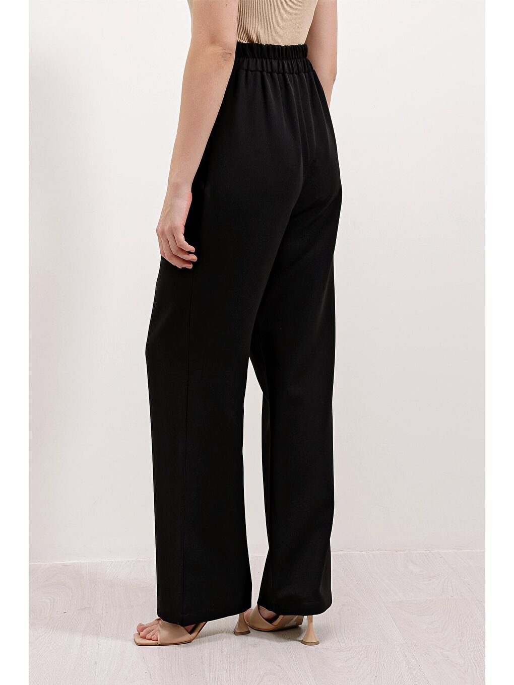 6612 Yüksek Bel Kumaş Pantolon - Siyah-3