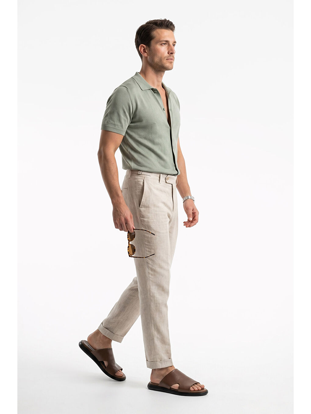 Kahverengi Erkek KAHVERENGİ Hakiki Deri Terlik-2