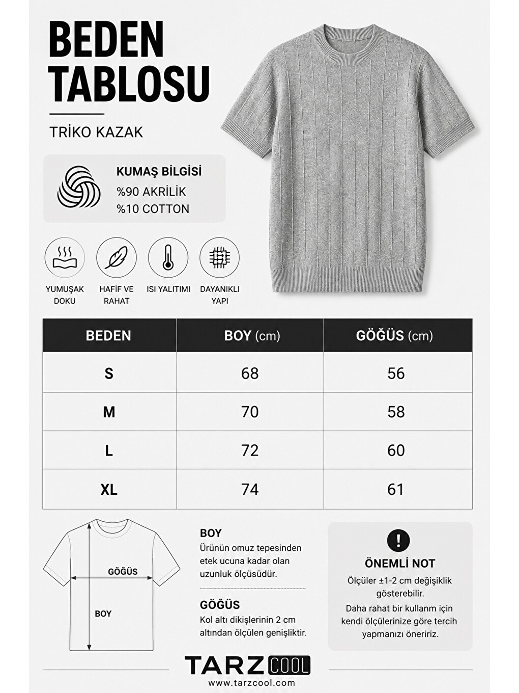 Gri Erkek Çizgili Triko Tişört Bisiklet Yaka Slim Fit Kısa Kollu-3