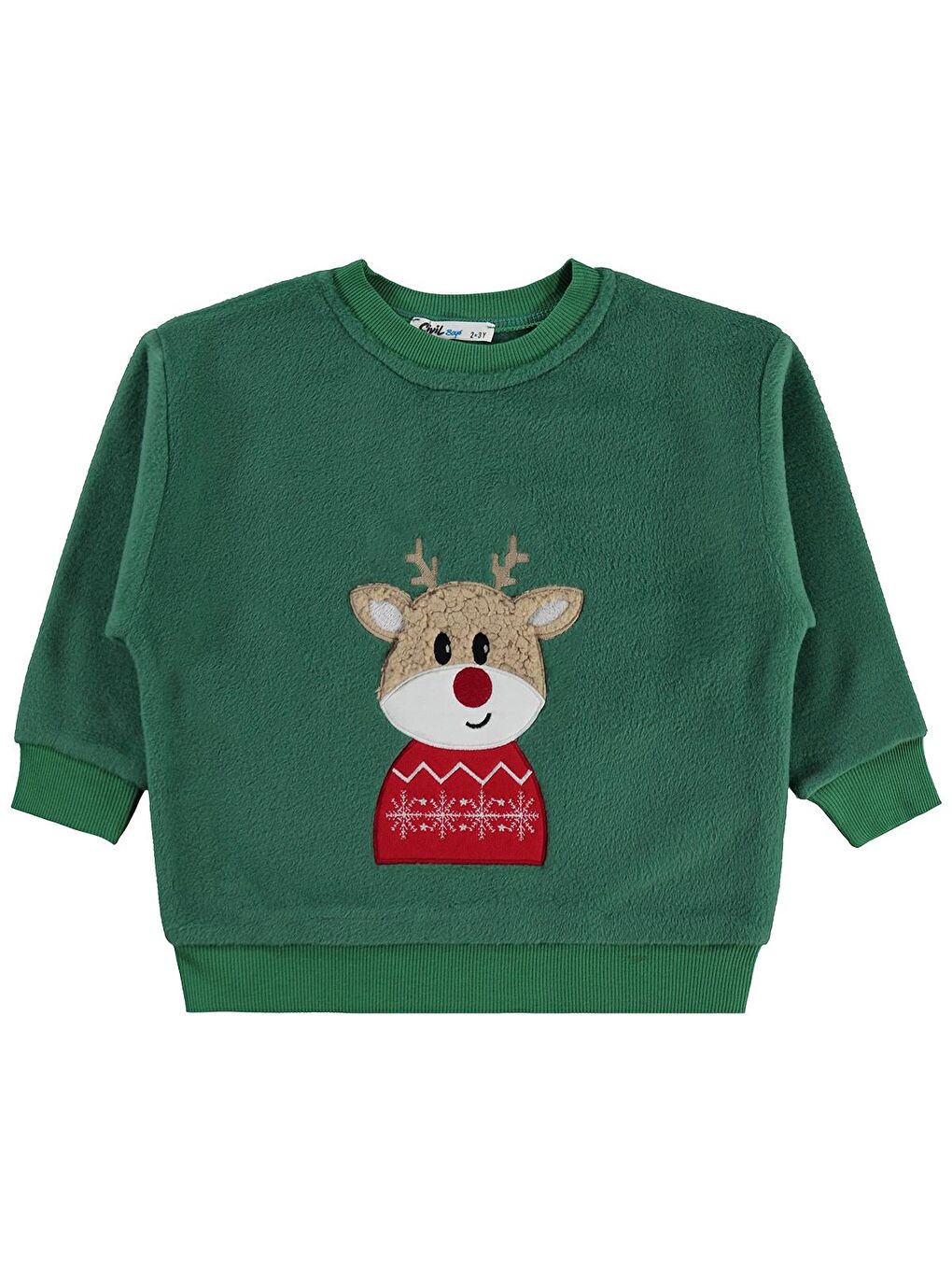 Boys Geyik Nakışlı 2-5 Yaş Sweatshirt - Yeşil 4-5 Yaş