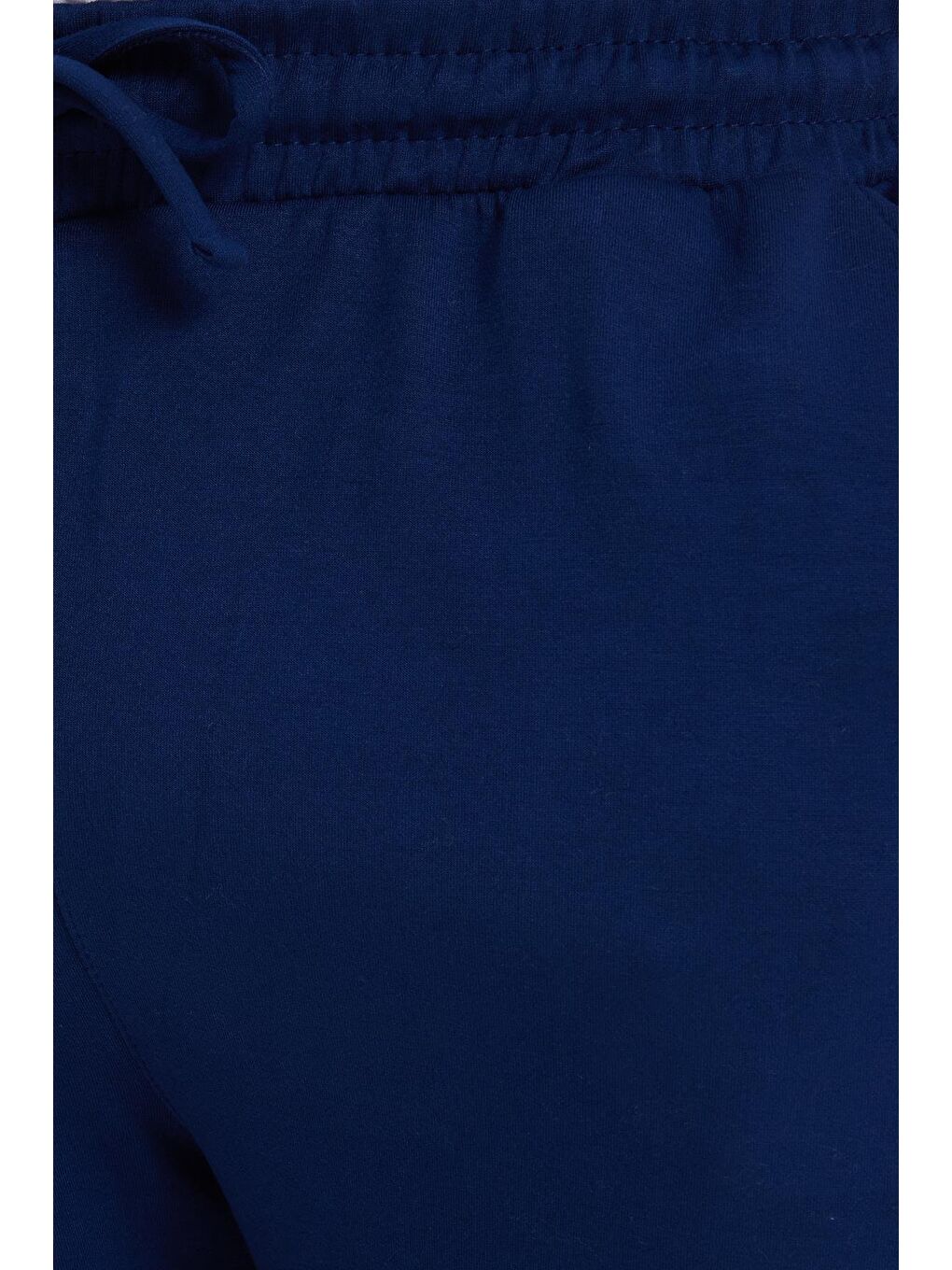 Erkek Slim Fit Dar Kesim Beli Bağcıklı 3 Cepli Geniş Paça Lacivert Eşofman Altı-5