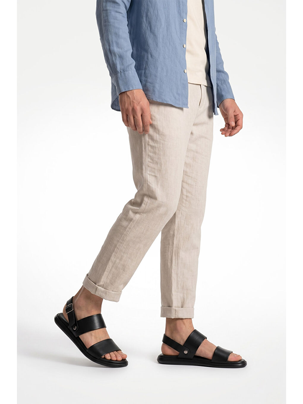 Siyah Erkek SİYAH Tokalı Hakiki Deri Comfort Sandalet-2