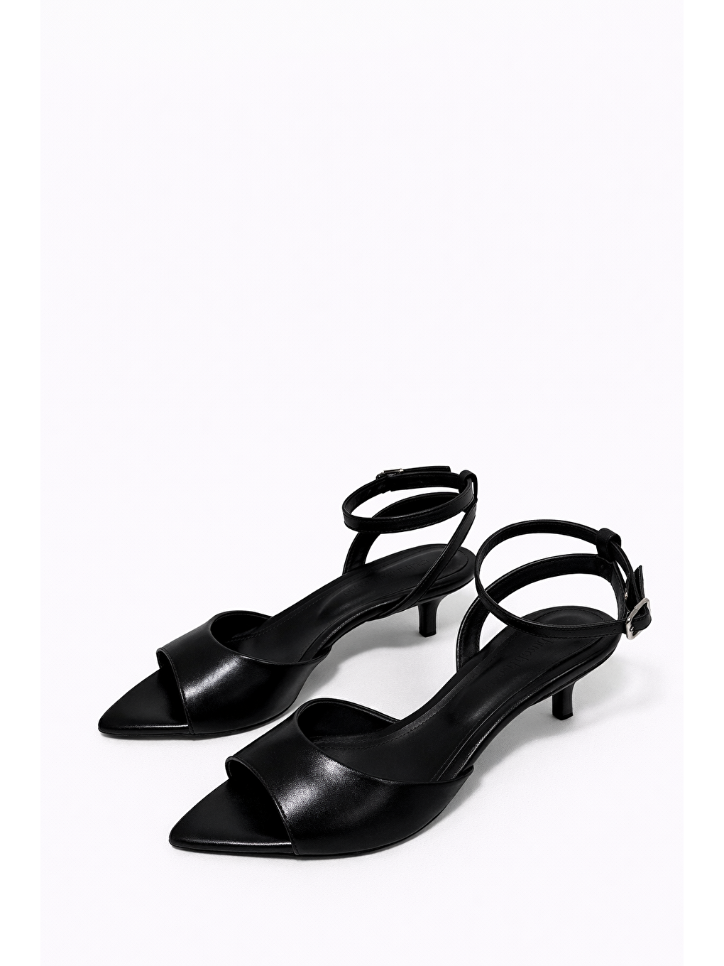 Noah Kadın Topuklu  Kırışık Deri Sandalet Siyah