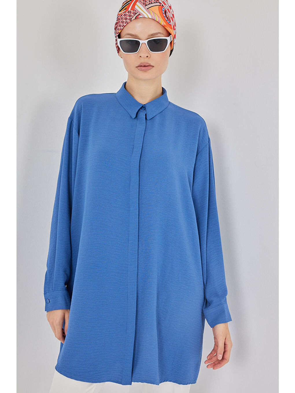 Mavi Kadın Uzun Gömlek Tunik 5945 - Saks