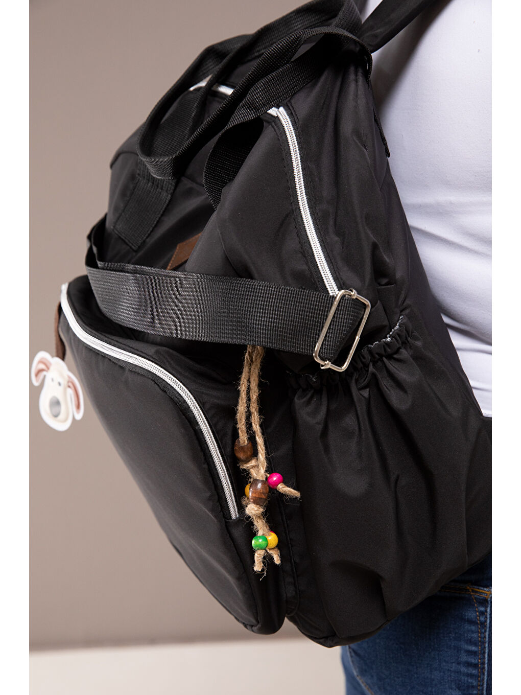 Sevimli Aksesuarlı Çok Fonksiyonlu Anne Omuz & Sırt Çantası 19837-2