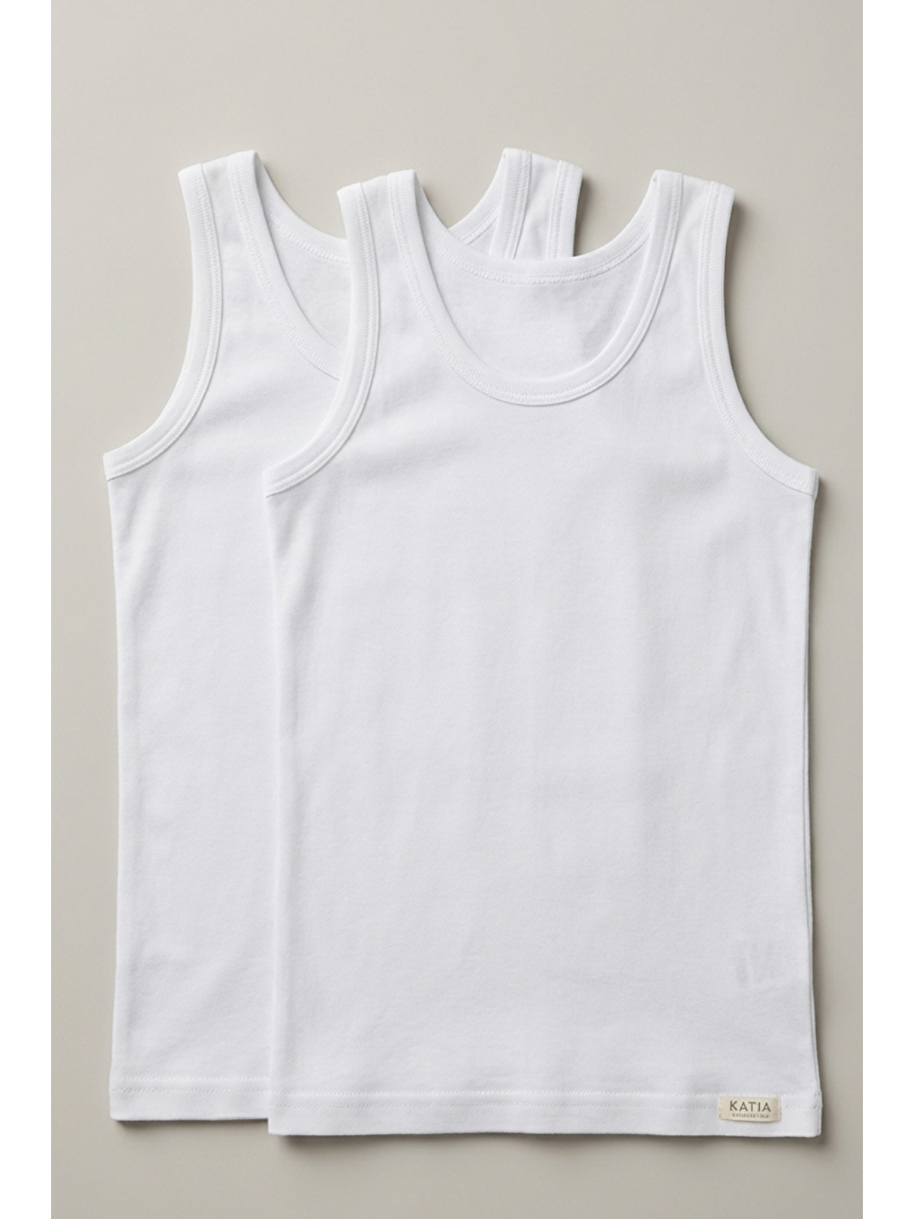 2'Li Paket Basic Ribanali Beyaz Erkek Çocuk Atlet