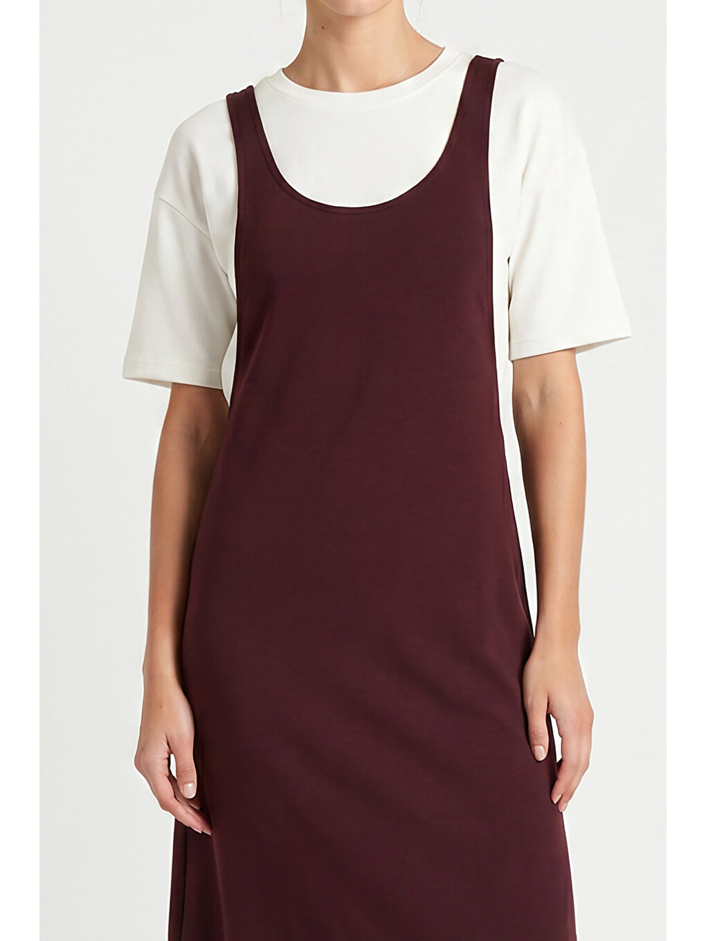 T-shirt Elbise İkili Modal Takım Mürdüm Lnt0038-2