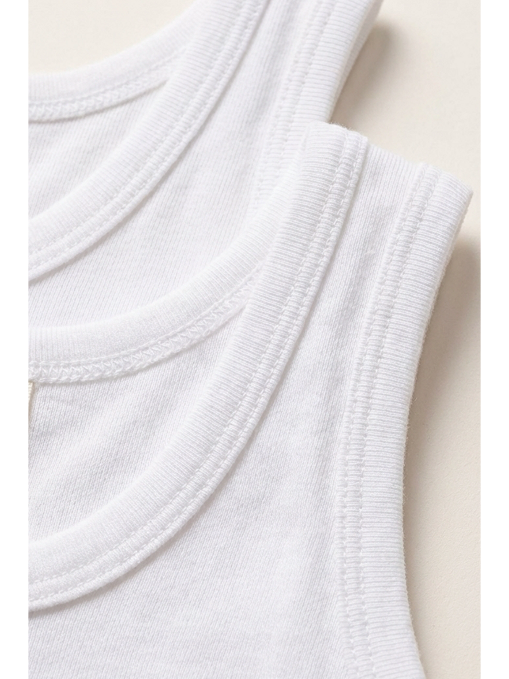 2'Li Paket Basic Ribanali Beyaz Erkek Çocuk Atlet-1