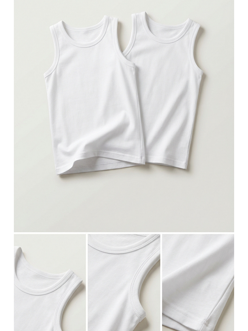 2'Li Paket Basic Ribanali Beyaz Erkek Çocuk Atlet-2