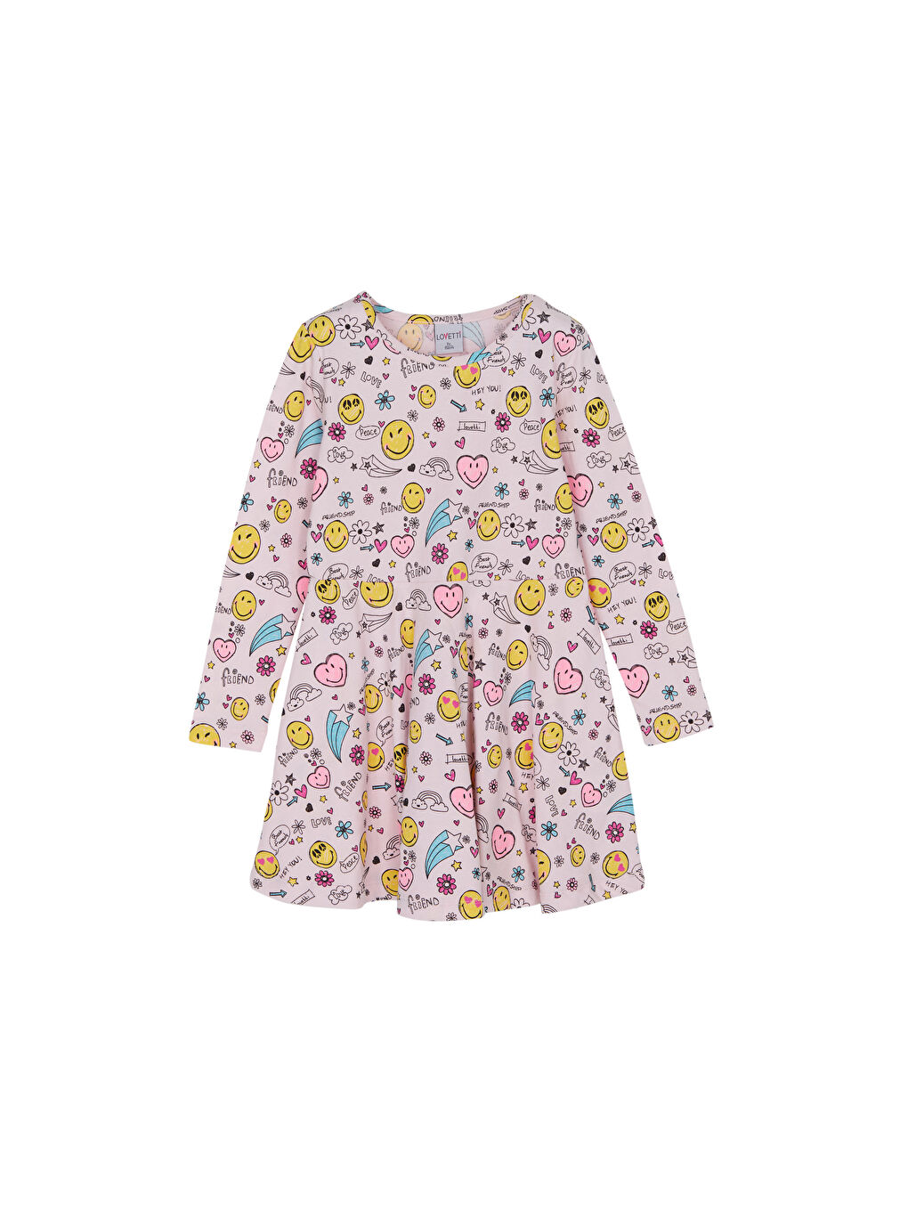 Karışık Kız Çocuk Friendly Smile Desen Uzun Kol Elbise