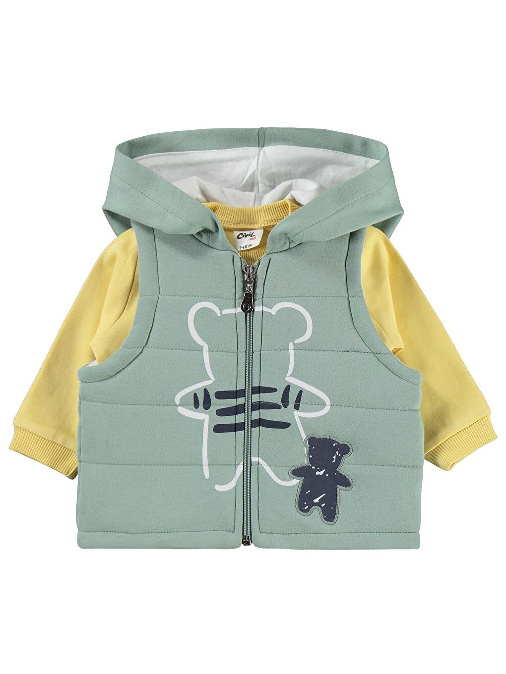 Baby Ayıcık Baskılı 3'lü 6-18 Ay Takım - Yeşil 9-12 Ay-1