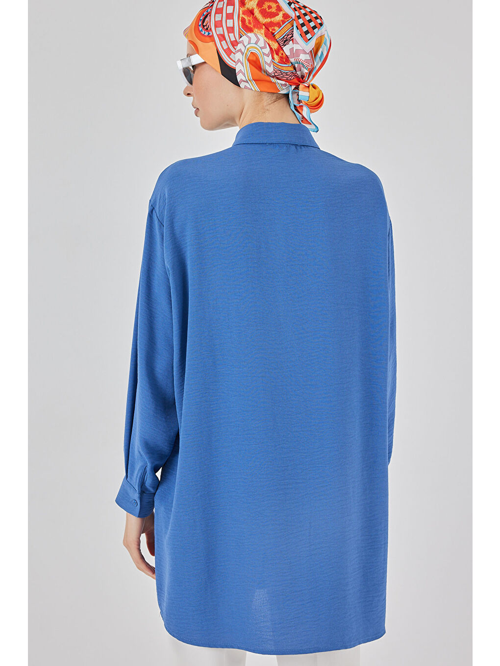Mavi Kadın Uzun Gömlek Tunik 5945 - Saks-5