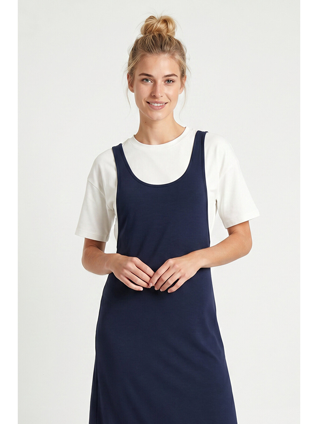 T-shirt Elbise İkili Modal Takım Lacivert Lnt0038-2
