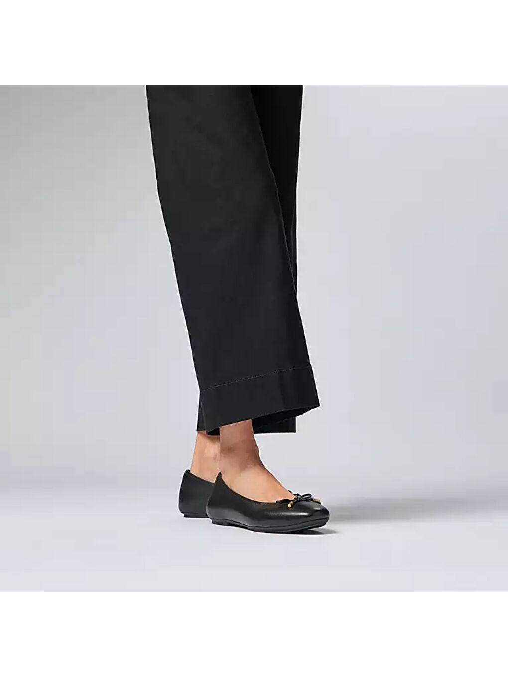 Siyah Kadın Babet HX8-001 DELICATO Bow Soft Leather Ballet Flats BLACK-1