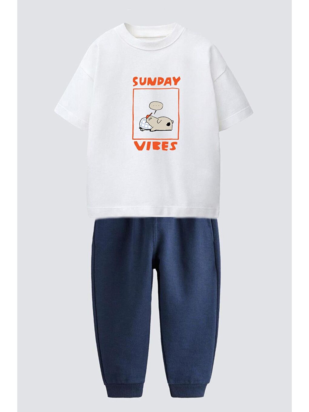 Lacivert Erkek Çocuk Slogan Baskılı Pamuklu Altüst Takım-1
