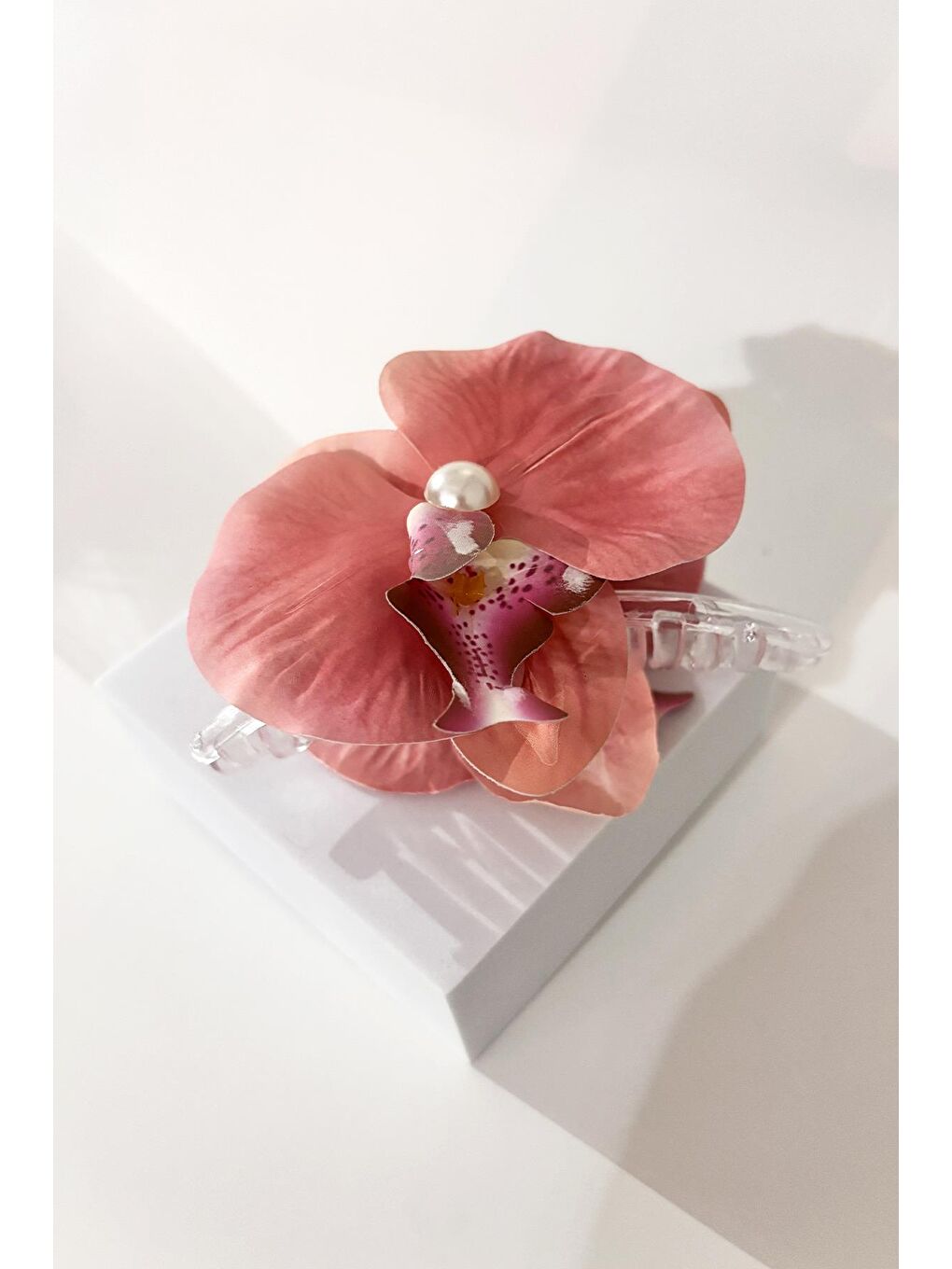 Kırmızı MANDAL-Orkide Çiçekli Aloha Büyük Mandal Toka