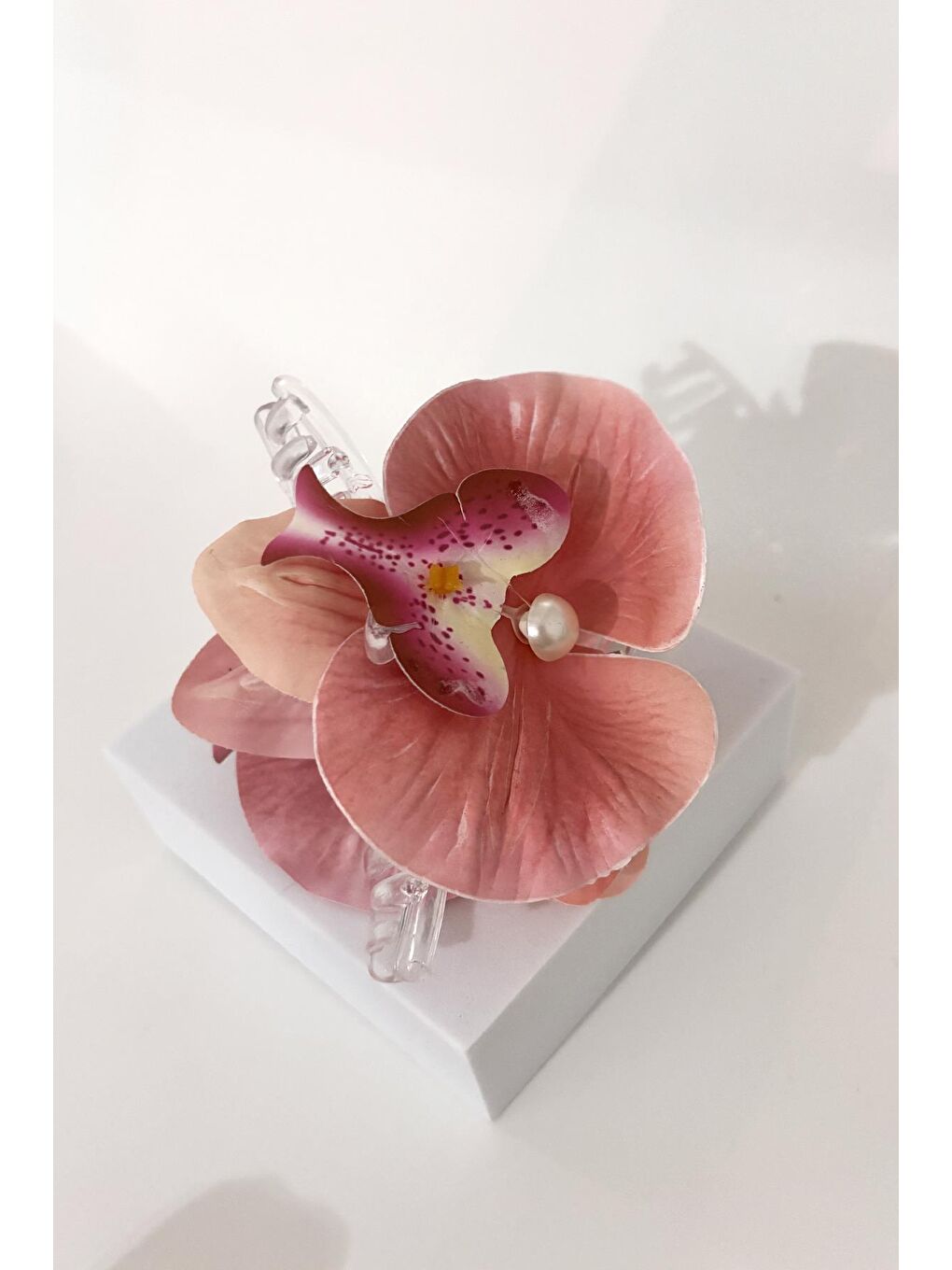 Kırmızı MANDAL-Orkide Çiçekli Aloha Büyük Mandal Toka-2