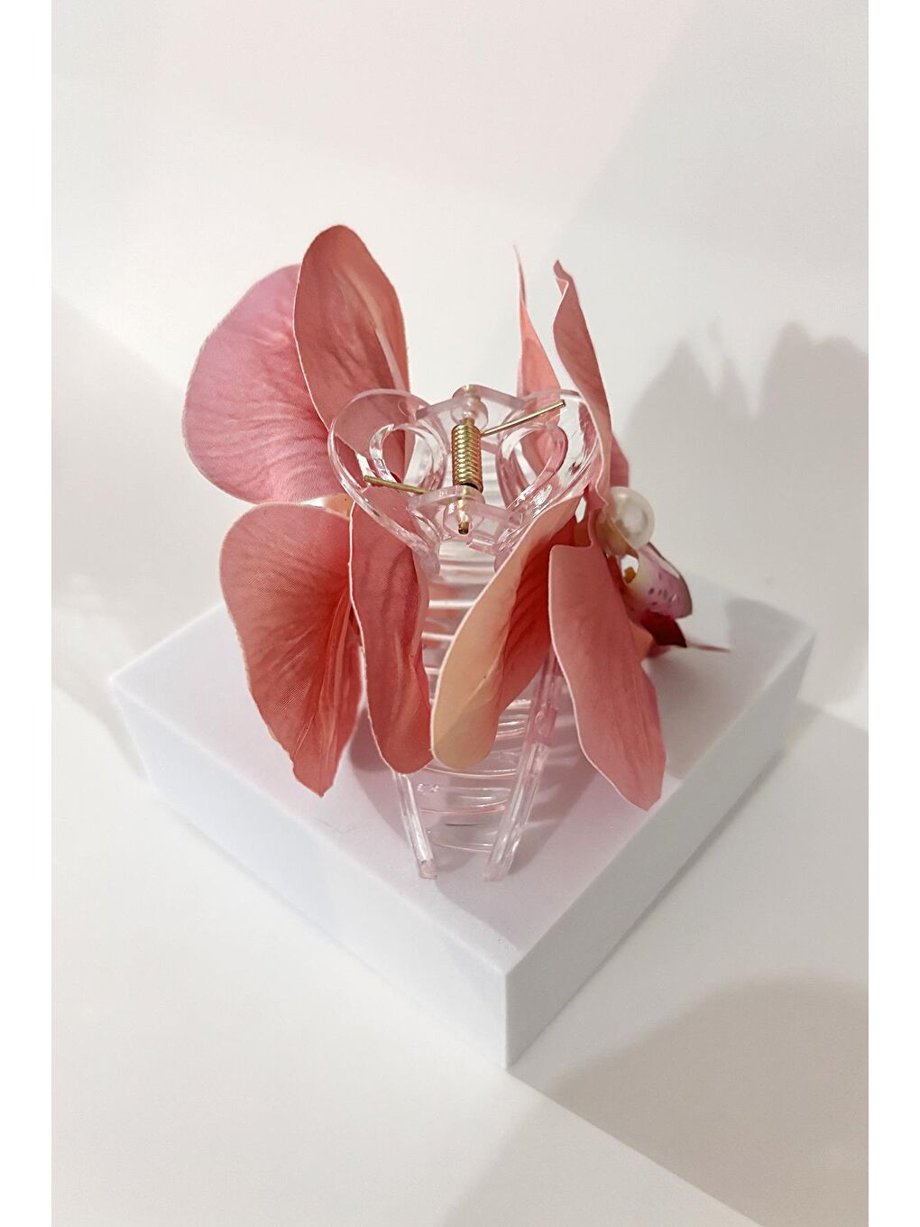 Kırmızı MANDAL-Orkide Çiçekli Aloha Büyük Mandal Toka-4