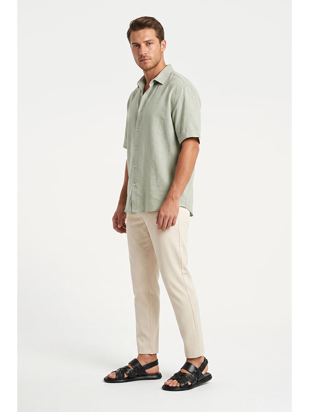 Siyah Erkek SİYAH Ayarlanabilir Cırt Bantlı Hakiki Deri Sandalet-2