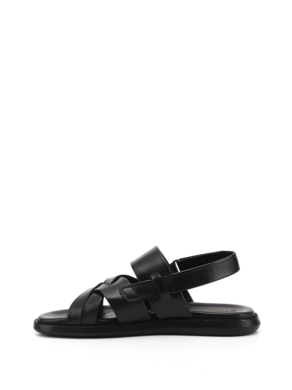 Siyah Erkek SİYAH Ayarlanabilir Cırt Bantlı Hakiki Deri Sandalet-3