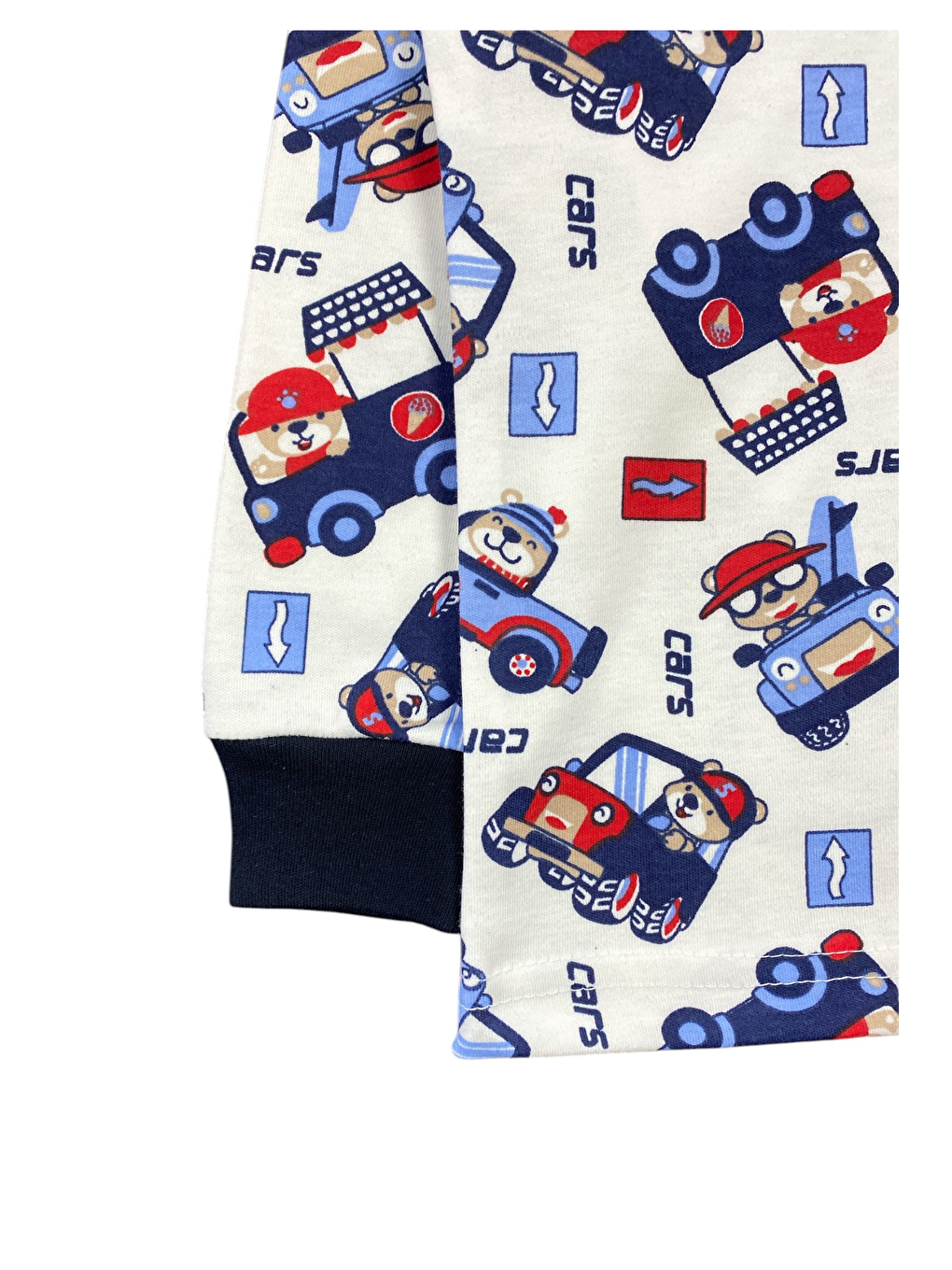 Lacivert Erkek Çocuk %100 Doğal Pamuk Yüksek Kalite Uzun Kollu Manşetli Pijama Takımı-2