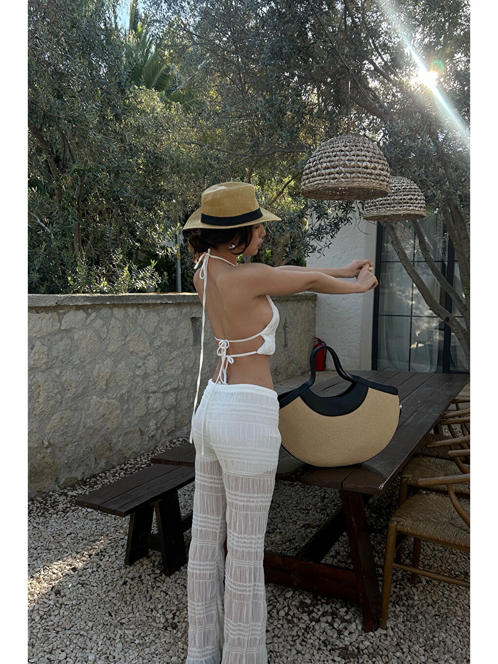 Kadın Beyaz Gipeli Crop Takım 1040-4063-1