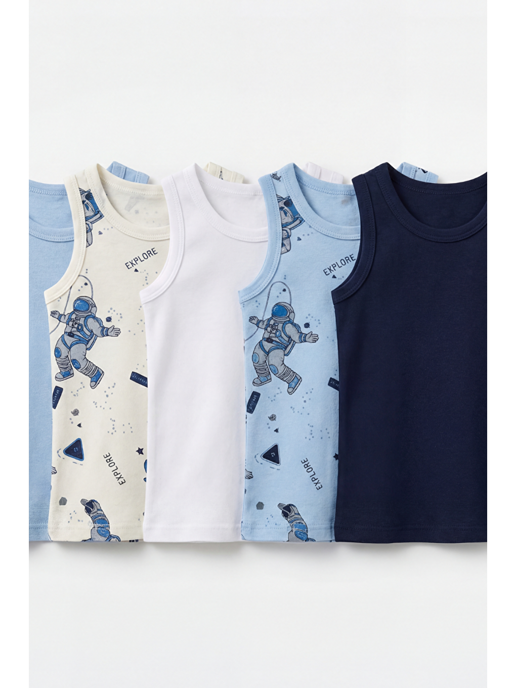 Karışık Erkek Çocuk Uzay Desenli 5'Li Atlet-1