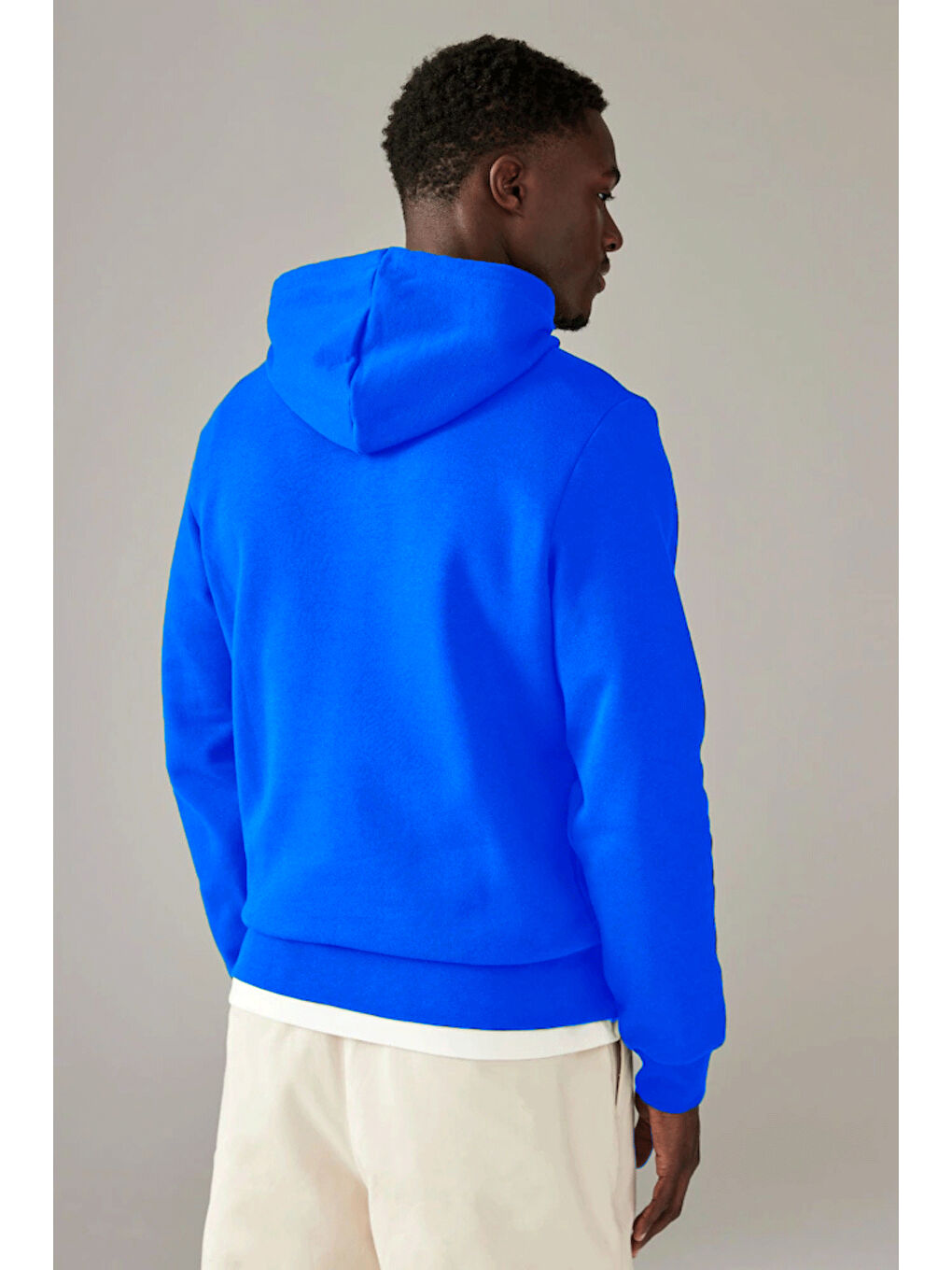 Mavi Kapüşonlu Standart Kalıp İçi Polarlı 3 İplik Kalın Erkek Hoodie spr25sw55-1