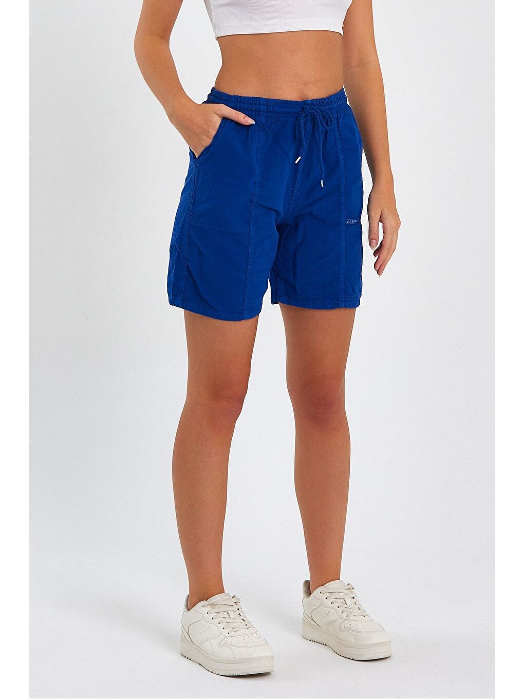 İndigo Kadın Indigo Rahat Kesim Keten Şort-4