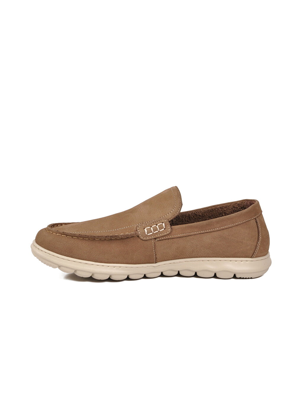 Ekru Kum Nubuk Hakiki Deri Anatomik Hafızalı Rahat Taban Erkek Casual Ayakkabı Loafer M732-1