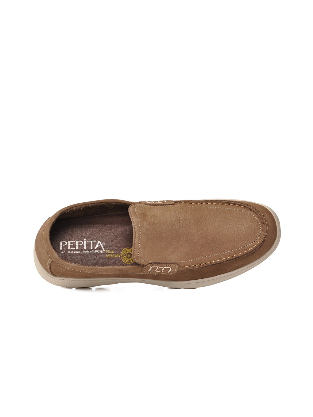 Ekru Kum Nubuk Hakiki Deri Anatomik Hafızalı Rahat Taban Erkek Casual Ayakkabı Loafer M732-3