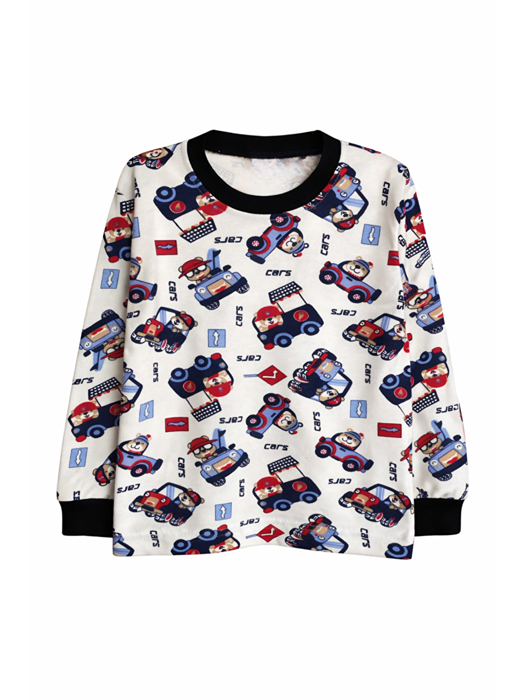 Lacivert Erkek Çocuk %100 Doğal Pamuk Yüksek Kalite Uzun Kollu Manşetli Pijama Takımı-4