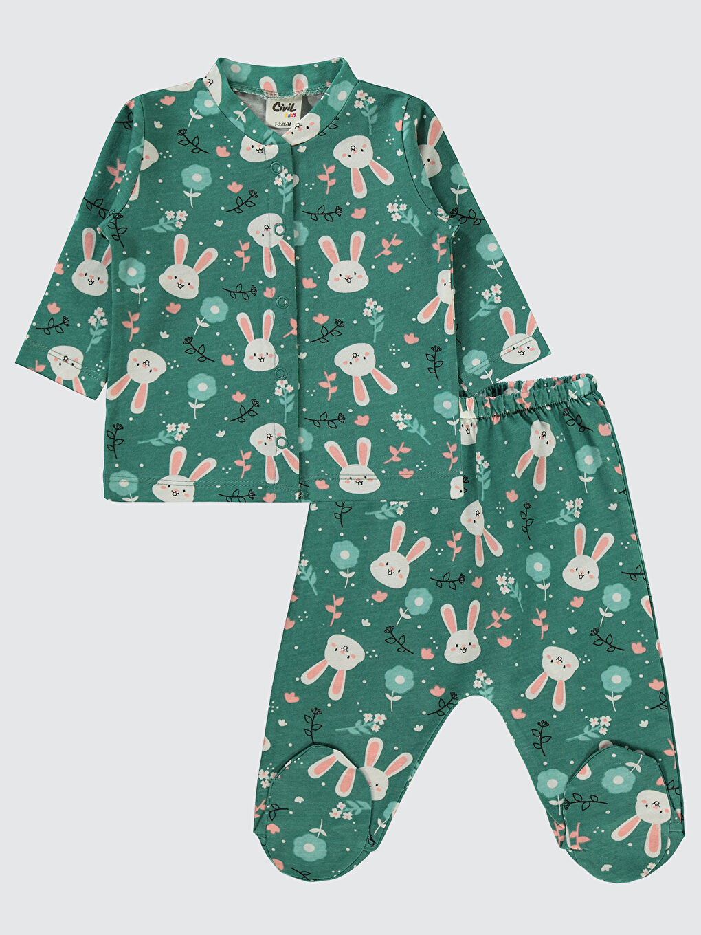 Baby Kız Bebek Pijama Takımı 1-6 Ay Haki