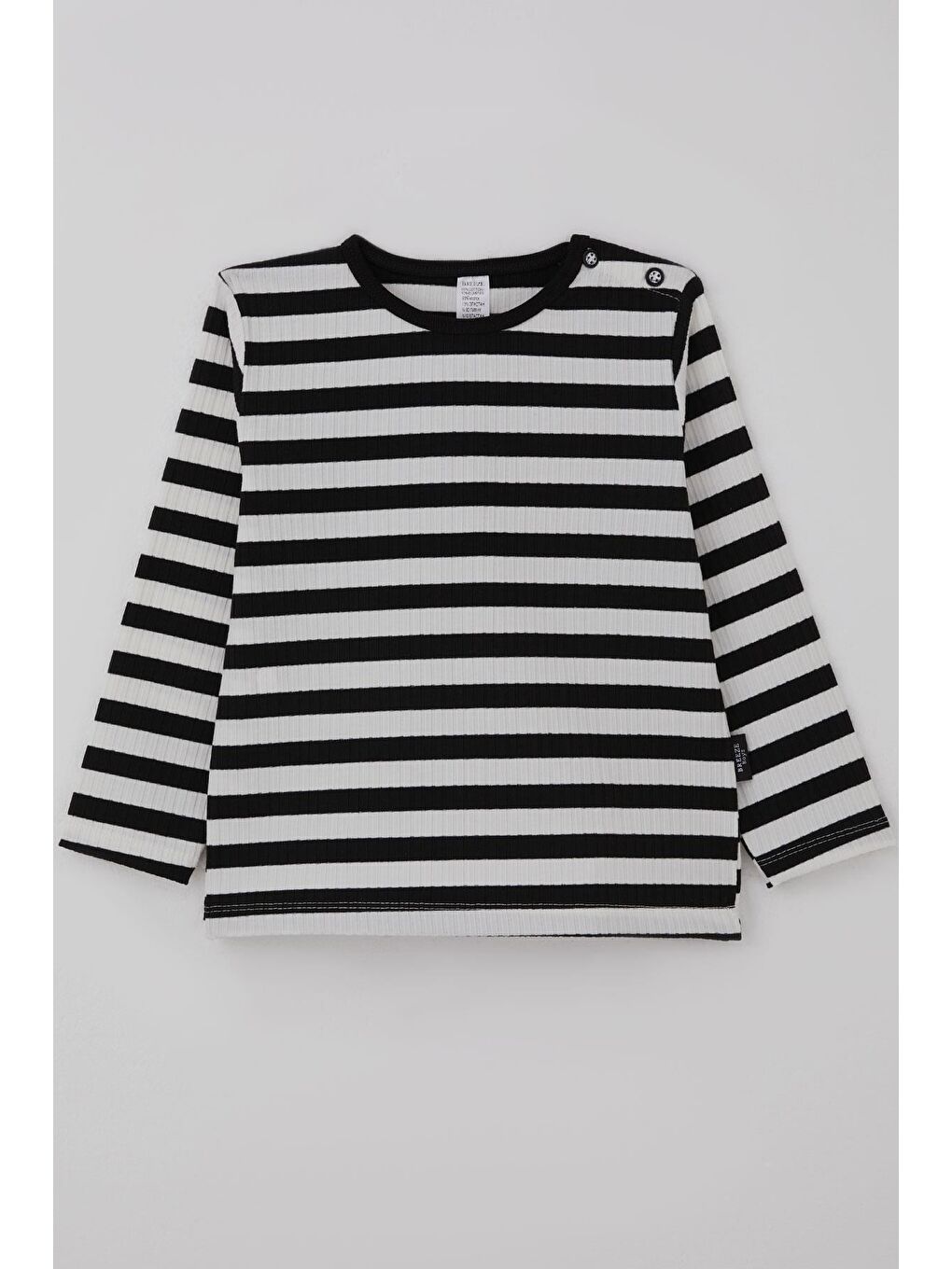 Erkek Bebek Uzun Kollu Tişört Patlı Çizgili Siyah (9 Ay-3 Yaş)