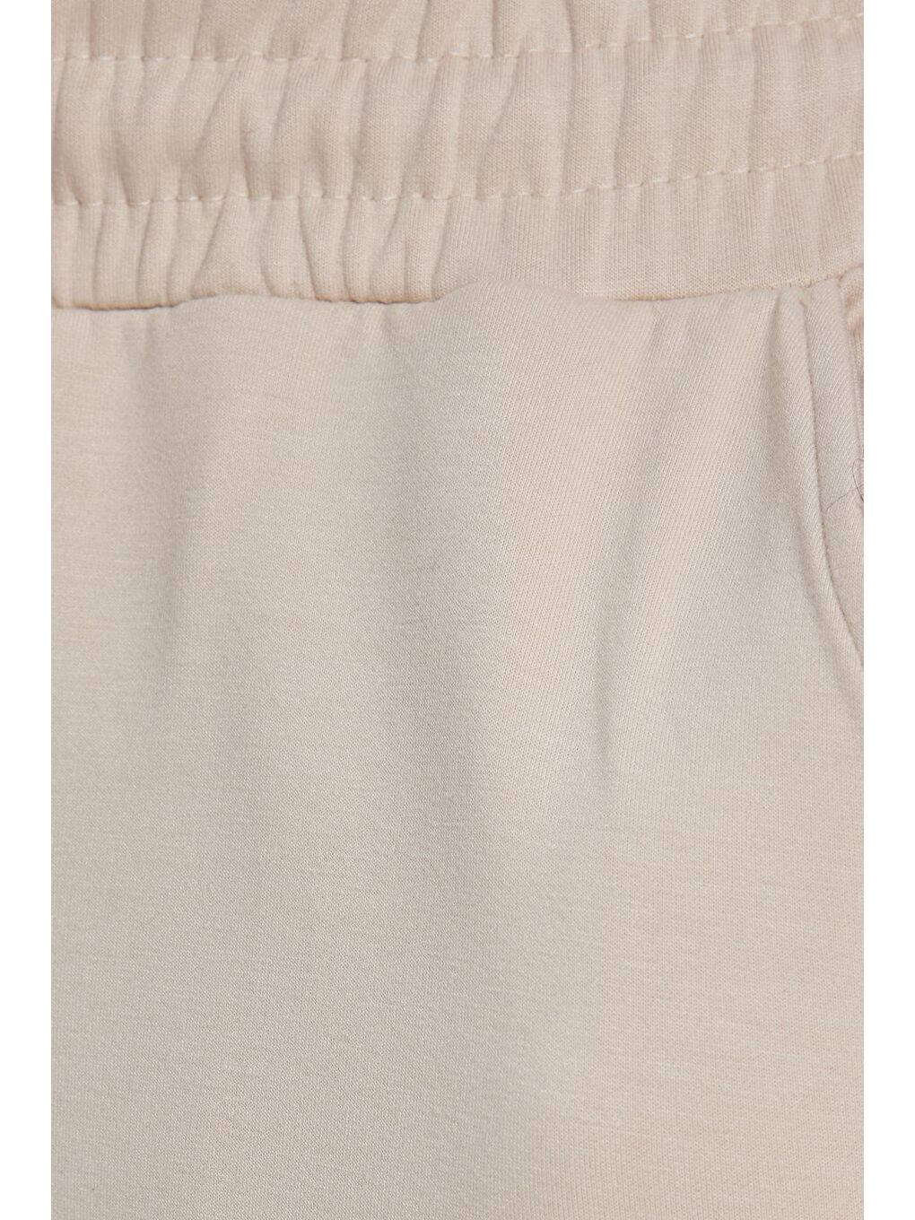 Beyaz Erkek Slim Fit Dar Kesim Beli Bağcıklı 3 Cepli Geniş Paça Kemik Eşofman Altı-5