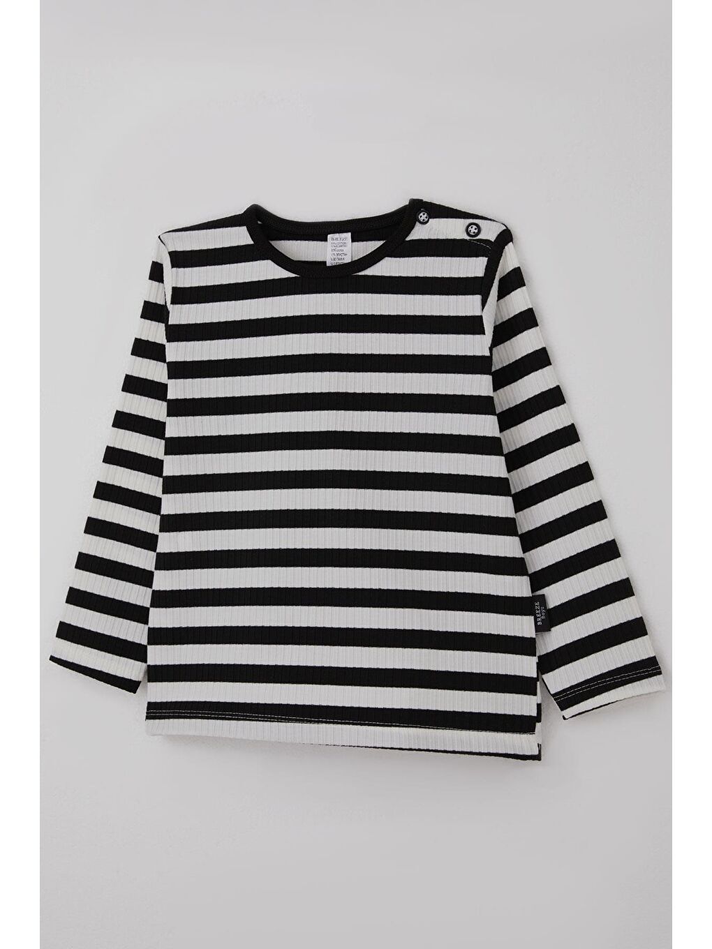 Erkek Bebek Uzun Kollu Tişört Patlı Çizgili Siyah (9 Ay-3 Yaş)-2