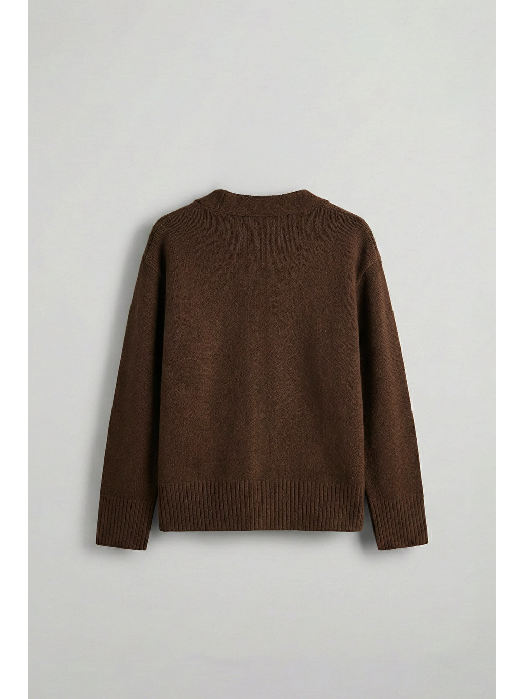 Erkek Oversize Düğmeli Hırka Kahverengi-1